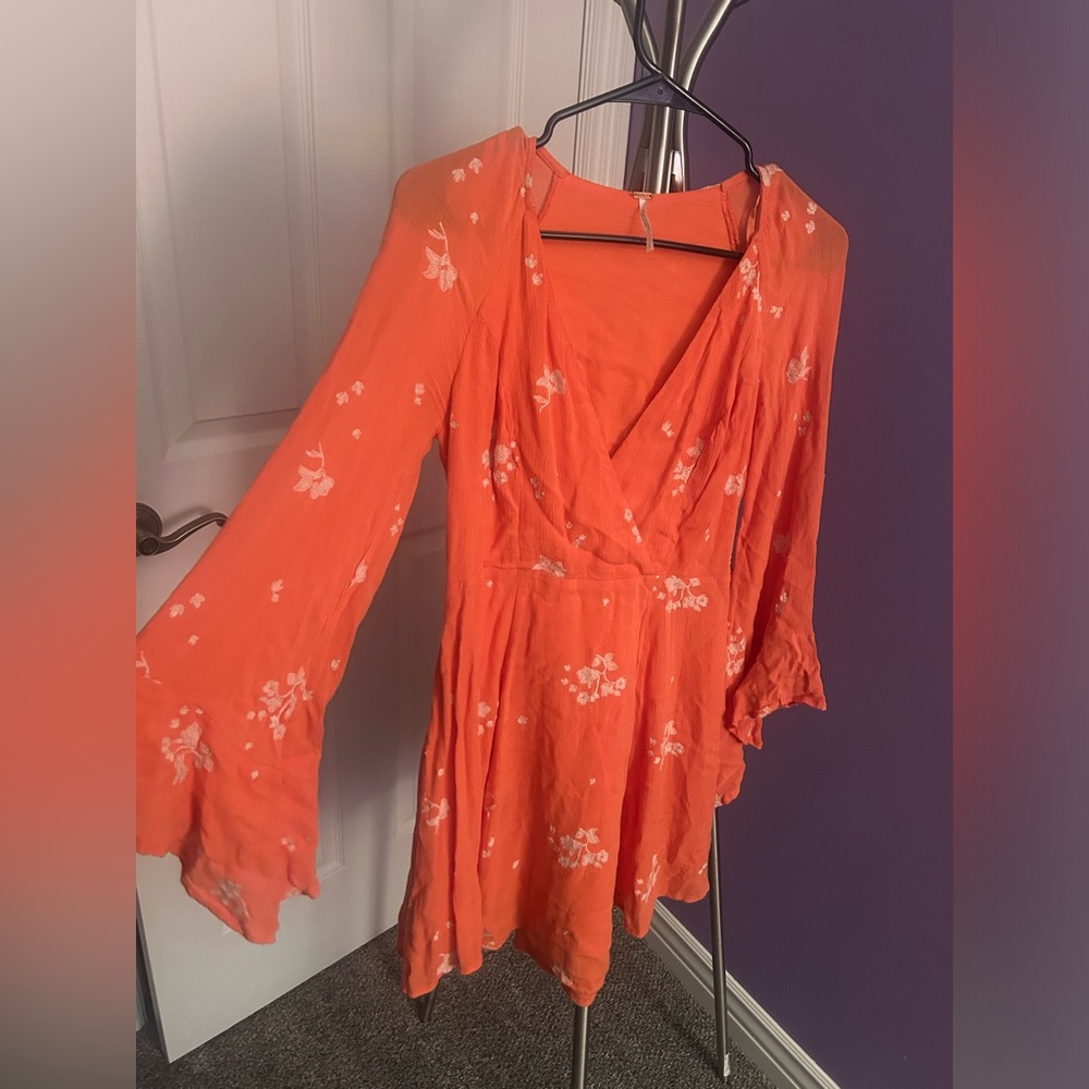 Free people long sleeve floral mini dress-RARE!
